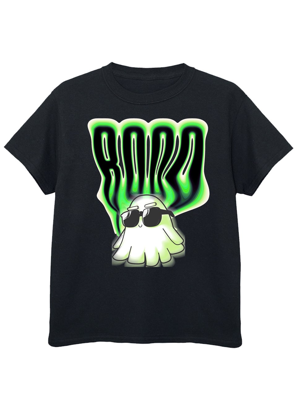 Brands In Halloween Boo Ghost Boys Black Graphic T-Shirt (3-13 Years)