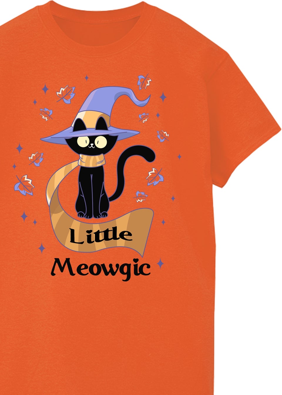 Brands In Halloween Little Meowgic Girls Orange Graphic T-Shirt (3-13 Years)