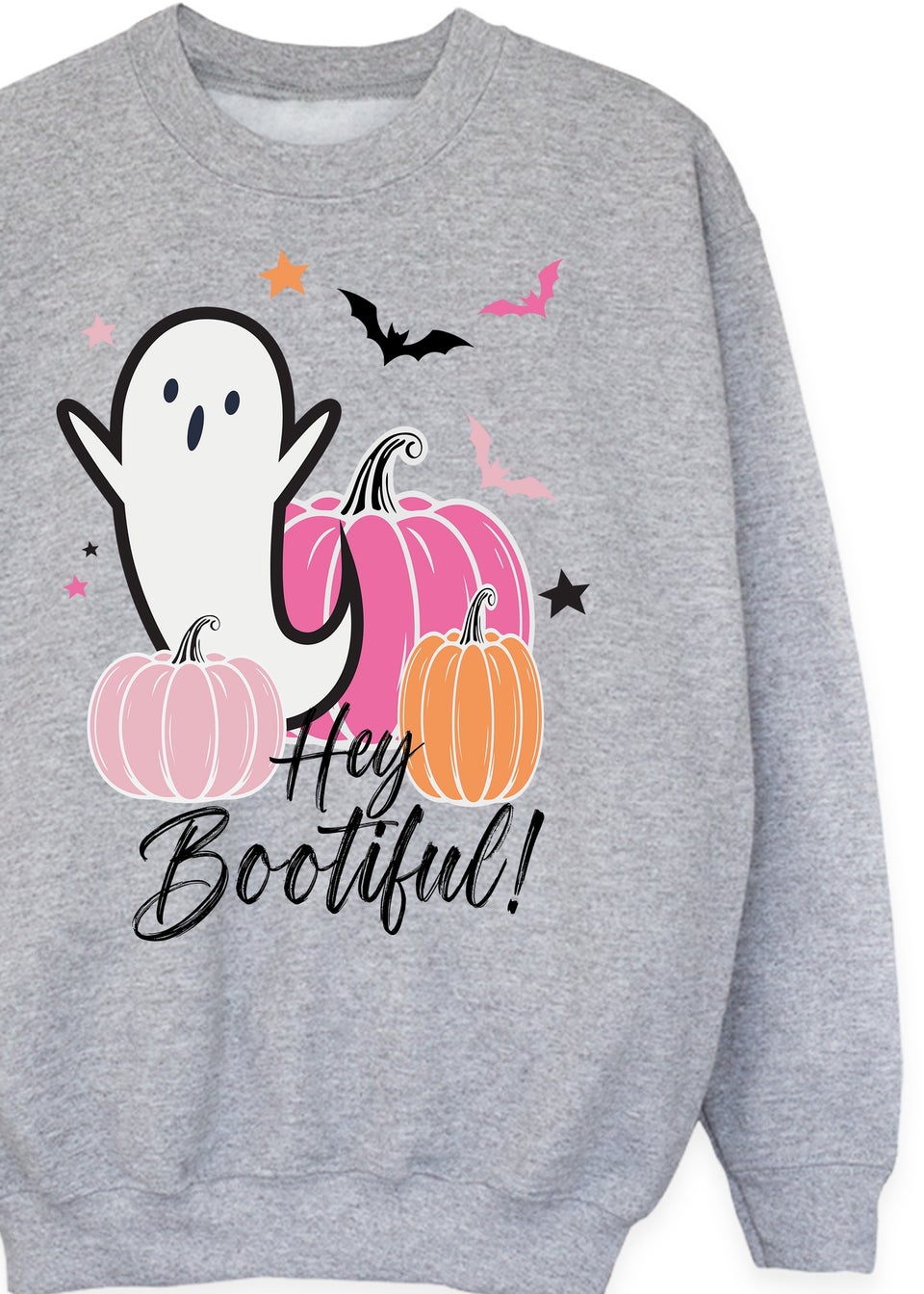 Brands In Halloween Hey Bootiful Girls Grey Graphic Sweatshirt (3-13 Years)