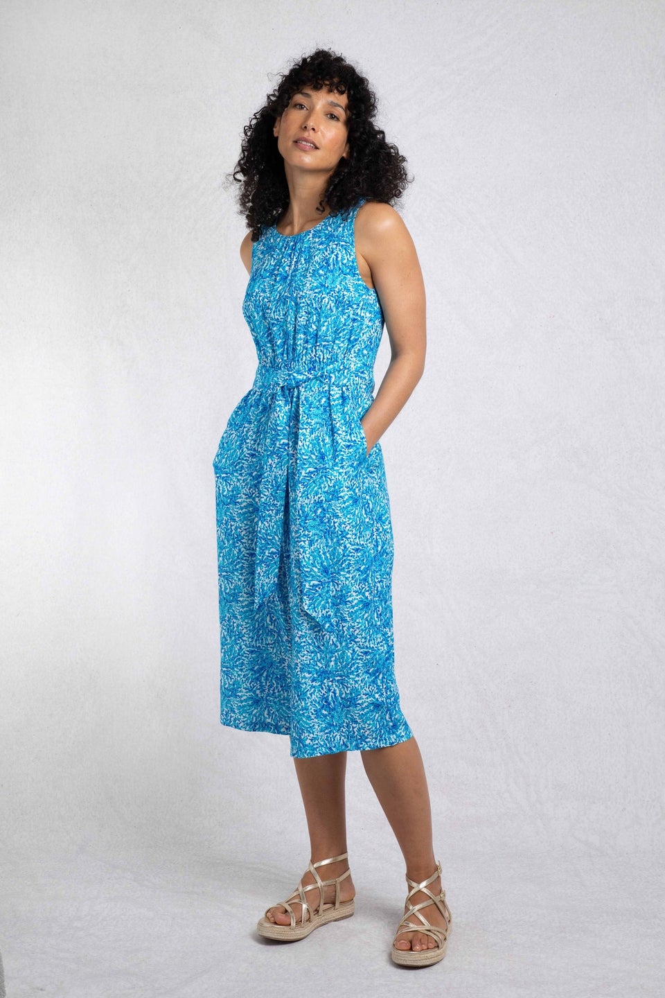 Weird Fish Azure Nalani Printed Jumpsuit