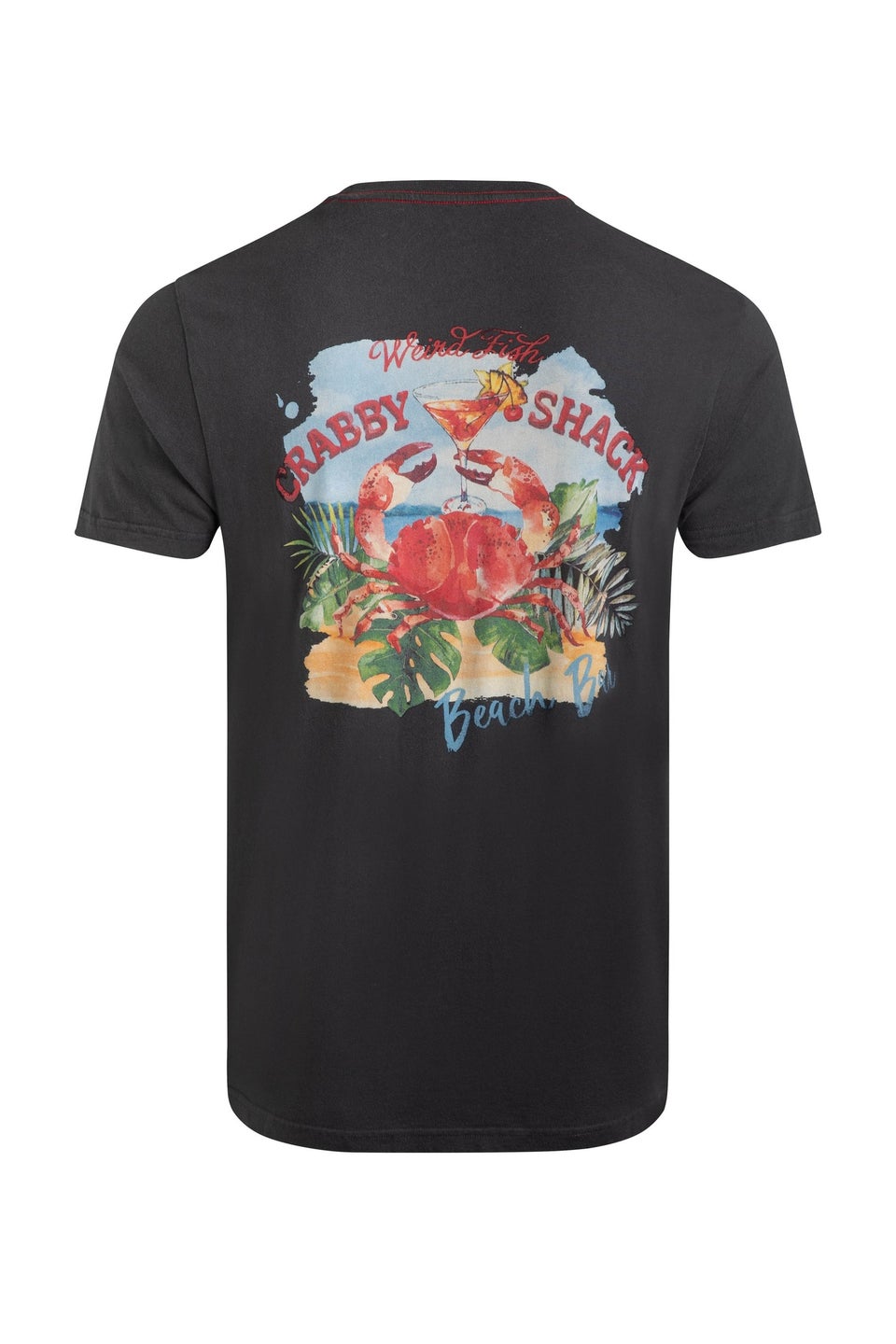 Weird Fish Washed Black Crabby Shack Back Print Graphic T-Shirt