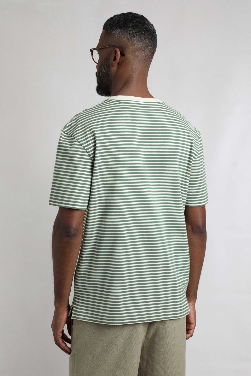 Weird Fish Army Green Adair Premium Stripe Tee