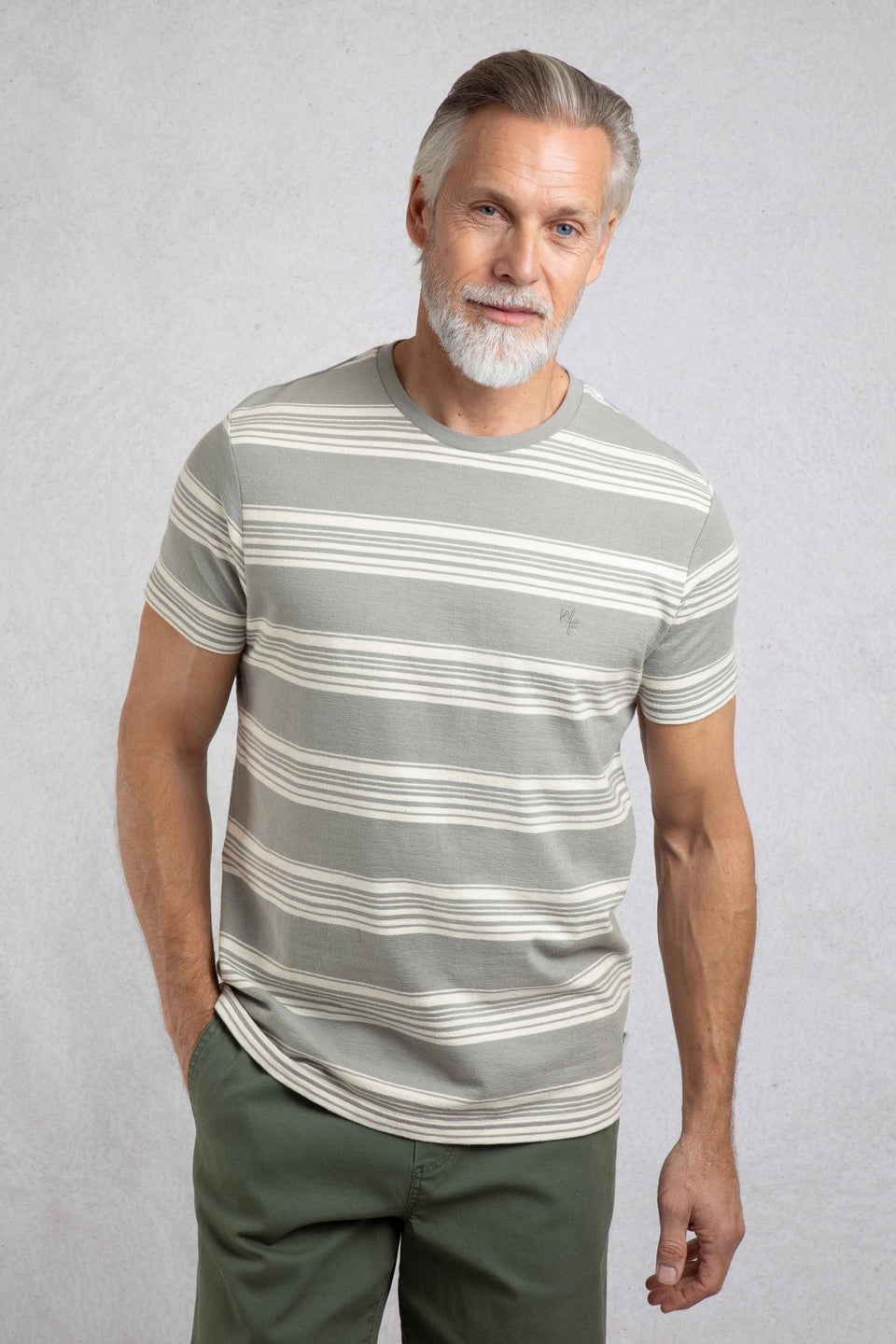 Weird Fish Limestone Xavier Crepe Stripe T-Shirt
