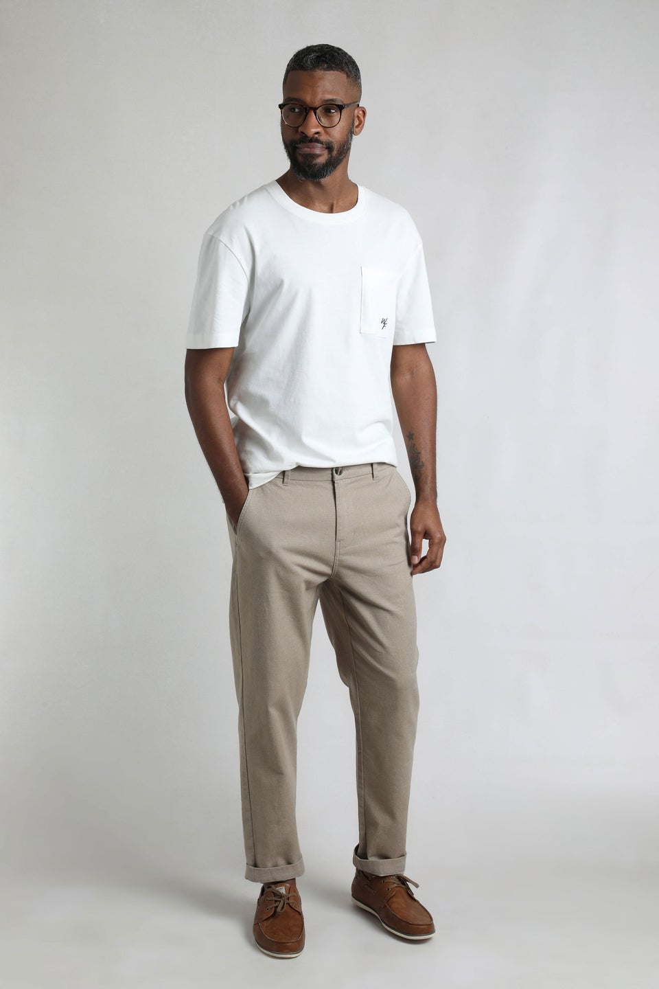 Weird Fish Stone Charleigh Textured Chino Trouser
