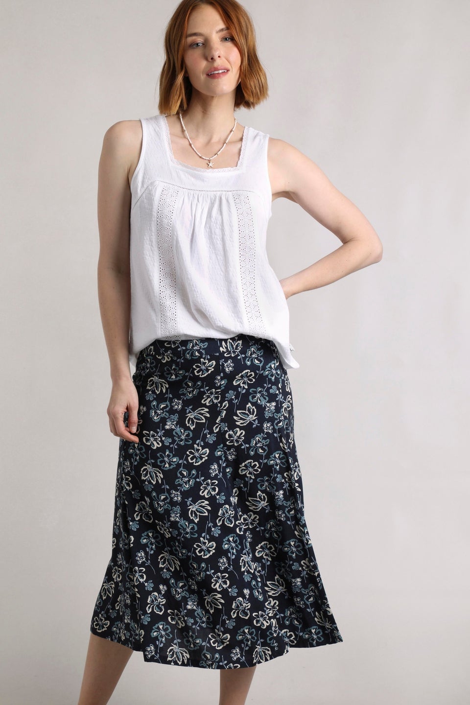 Weird Fish Black Iris Tiya Printed Midi Skirt
