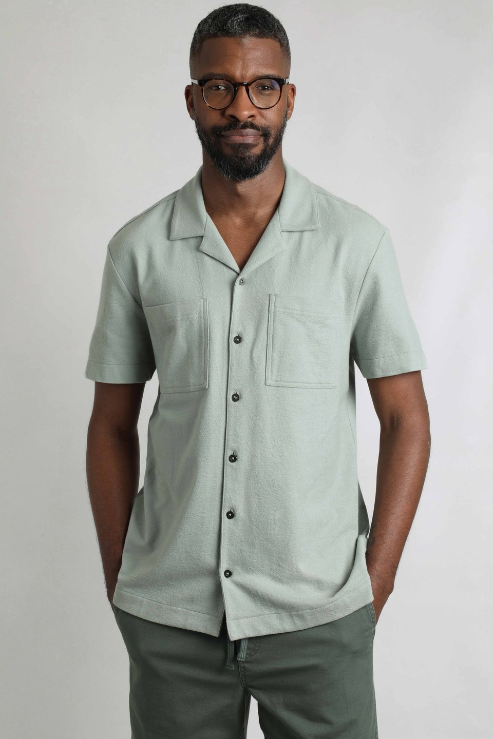 Weird Fish Limestone Wooster Crepe Knit Shirt