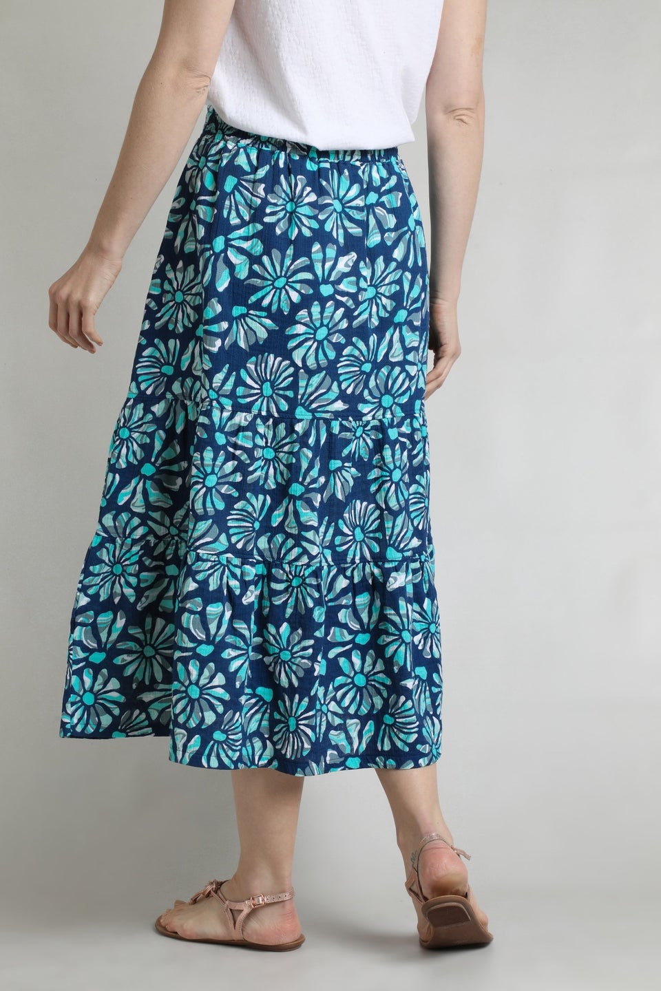 Weird Fish Aqua Marine Harini Double Cloth Printed Midi Skirt