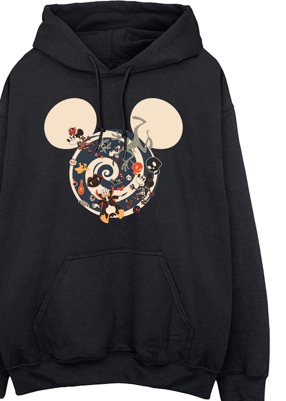Disney Mickey Mouse Swirl Halloween Women's Black Graphic Hoodie
