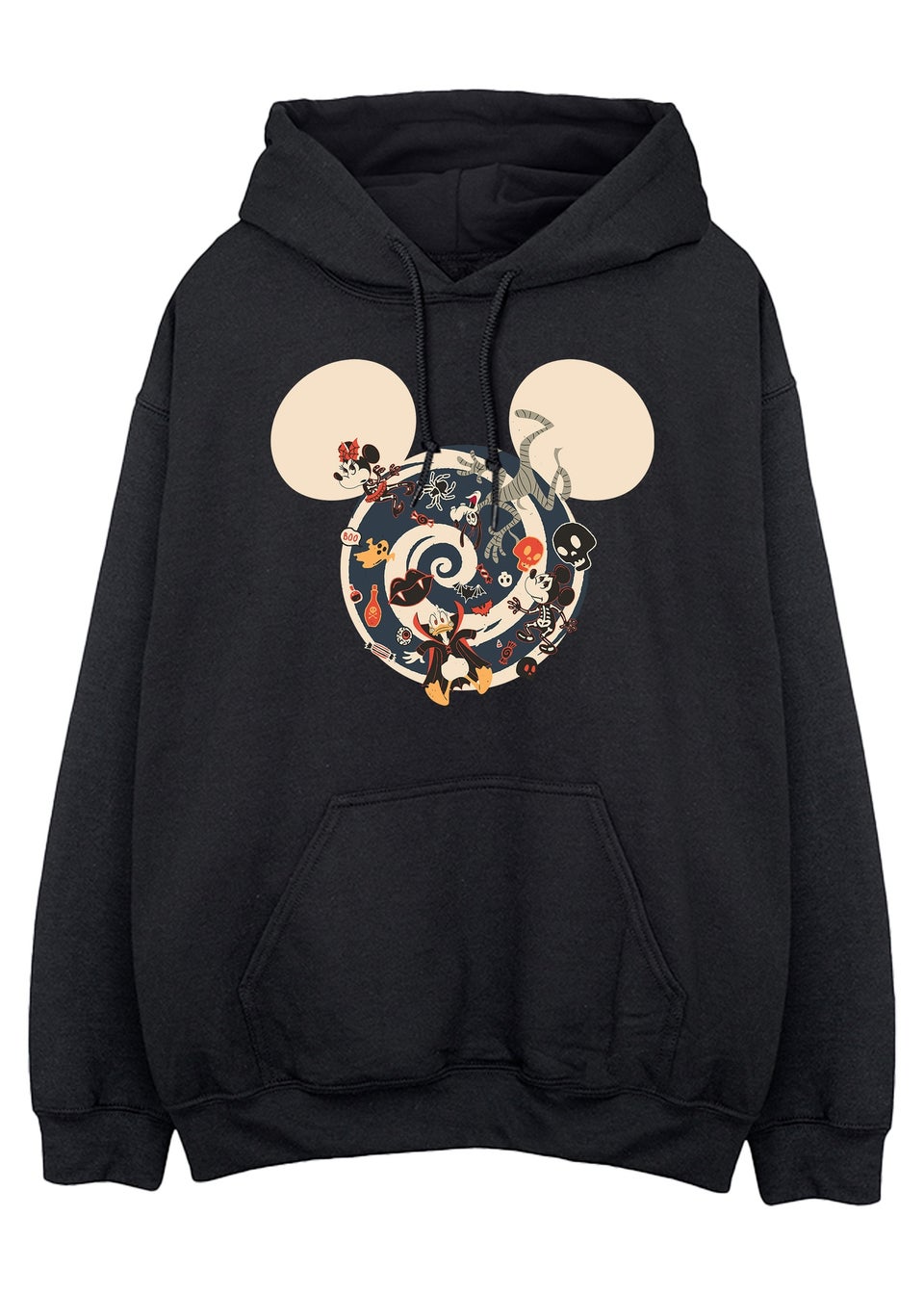 Disney Mickey Mouse Swirl Halloween Women's Black Graphic Hoodie