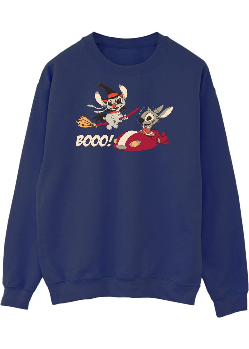 Disney Lilo & Stitch Boo Halloween Women's Navy Graphic Sweatshirt