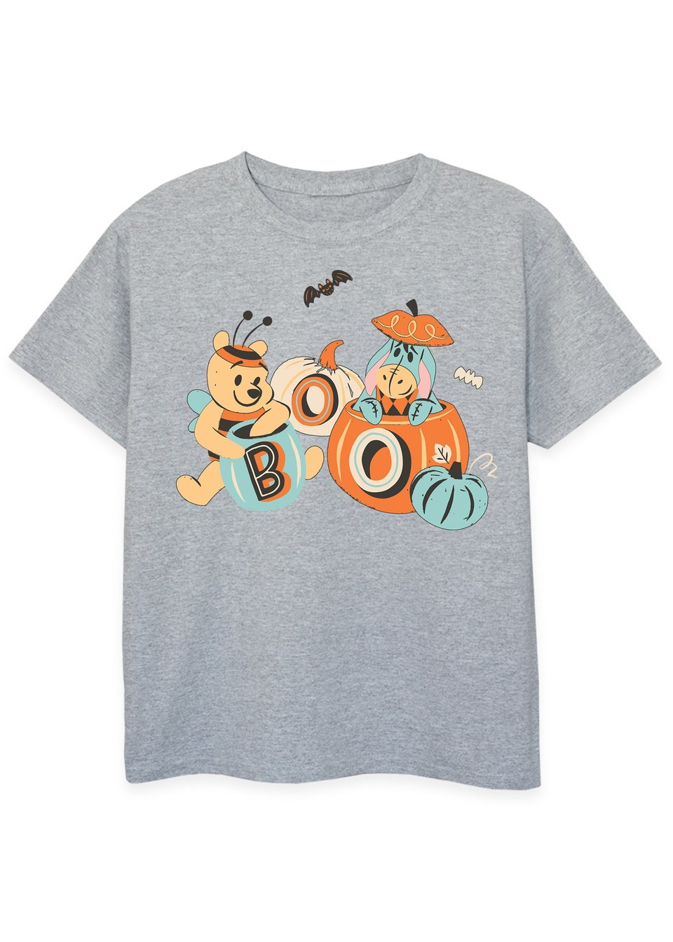 Disney Winnie The Pooh Boo Halloween Girls Grey Graphic T-Shirt (3-13 Years)