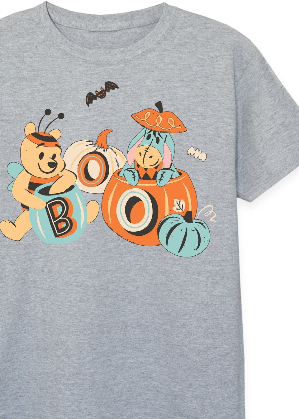 Disney Winnie The Pooh Boo Halloween Girls Grey Graphic T-Shirt (3-13 Years)
