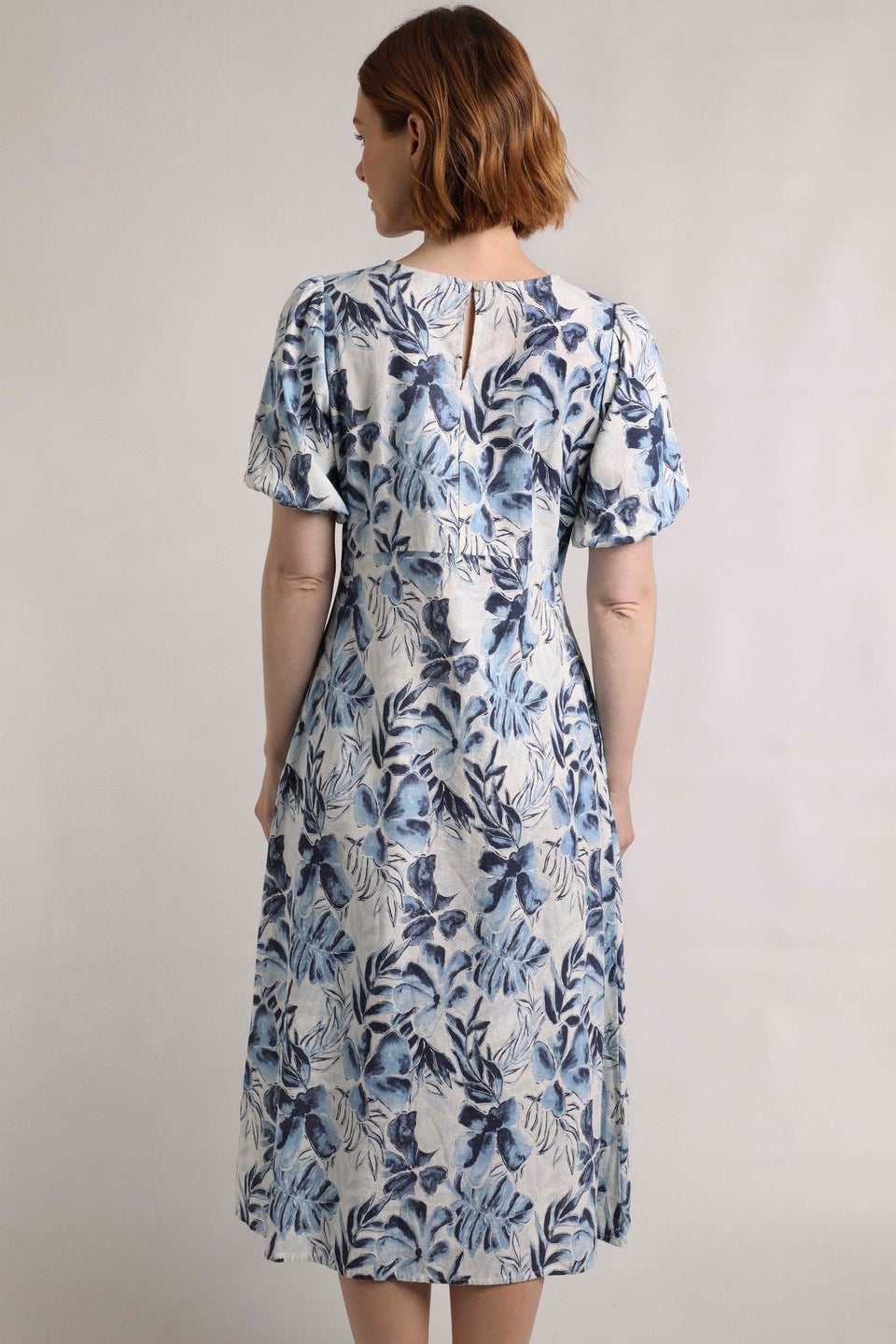 Weird Fish Estate Blue Delanie Printed Tea Dress