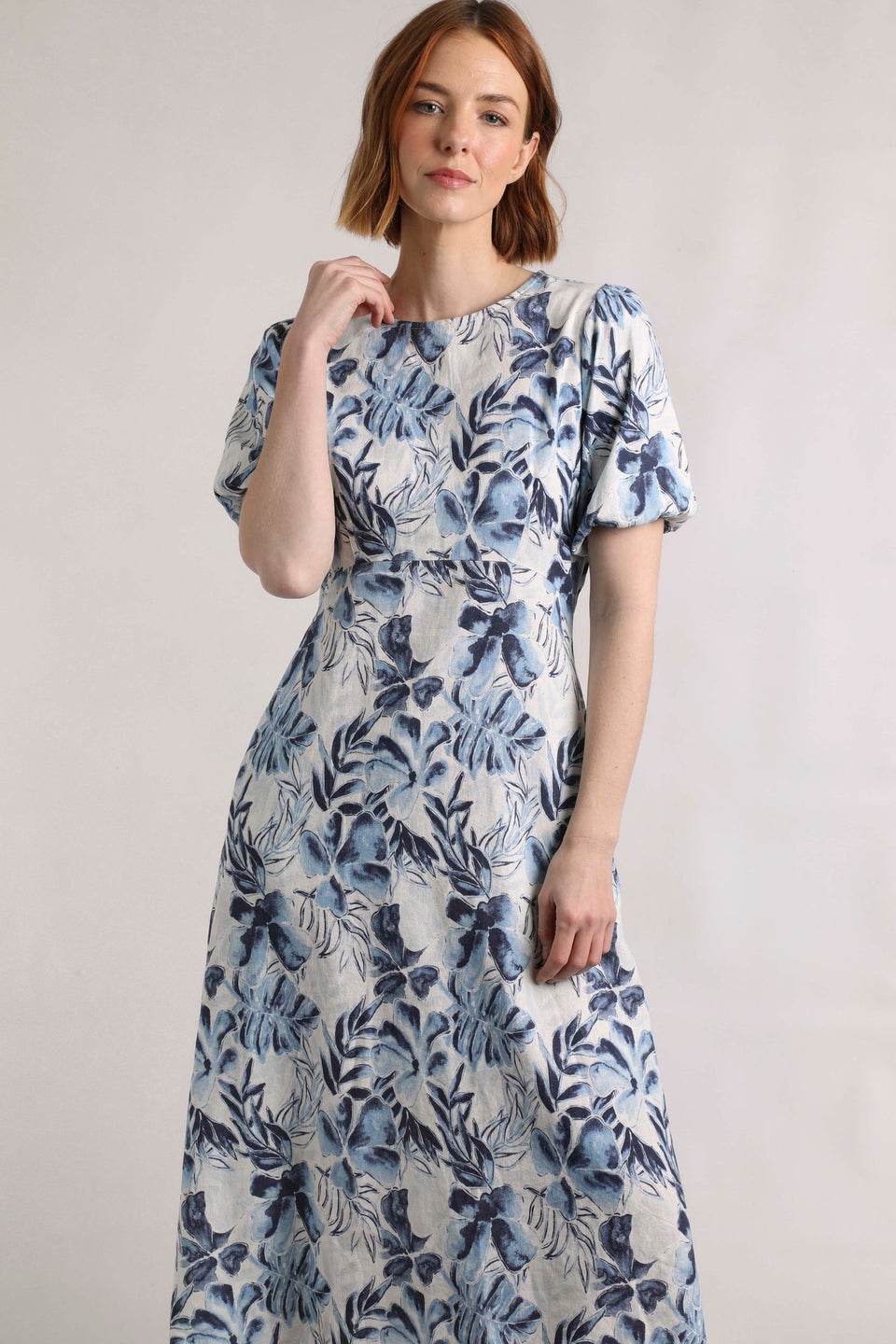 Weird Fish Estate Blue Delanie Printed Tea Dress