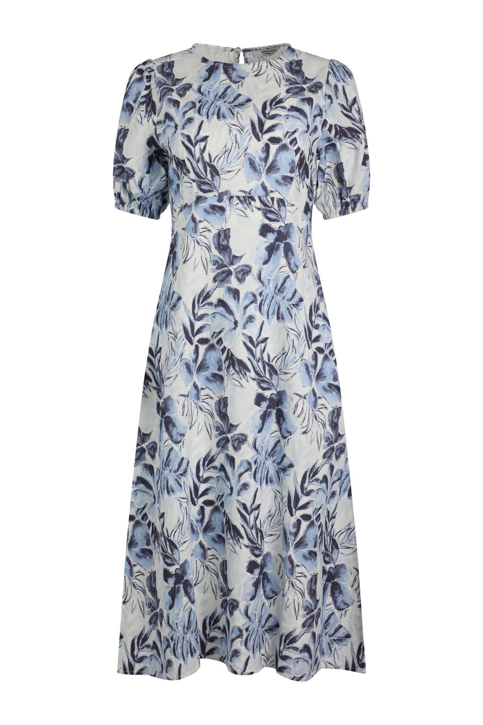 Weird Fish Estate Blue Delanie Printed Tea Dress