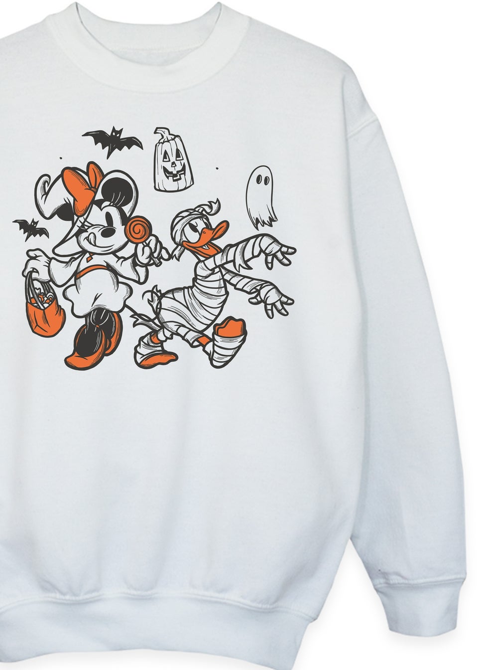Disney Mickey Mouse Sketch Halloween Girls White Graphic Sweatshirt (3-13 Years)