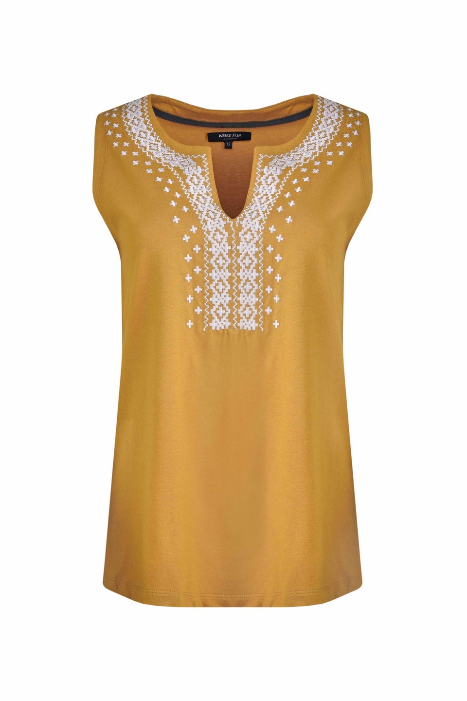 Weird Fish Deep Amber Tirtha Embroidered Jersey Vest