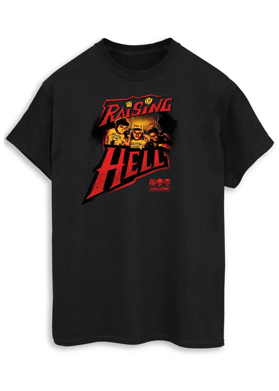 Stranger Things Raising Hell Women's Black Graphic Boyfriend Fit T-Shirt