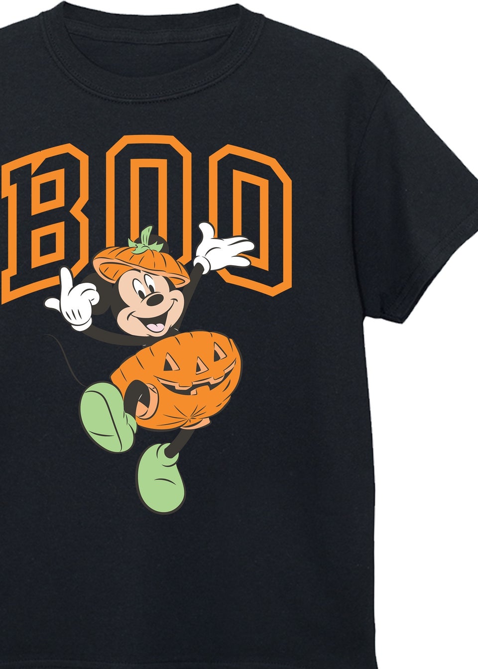Disney Mickey Mouse Boo Halloween Boys Black Graphic T-Shirt (3-13 Years)
