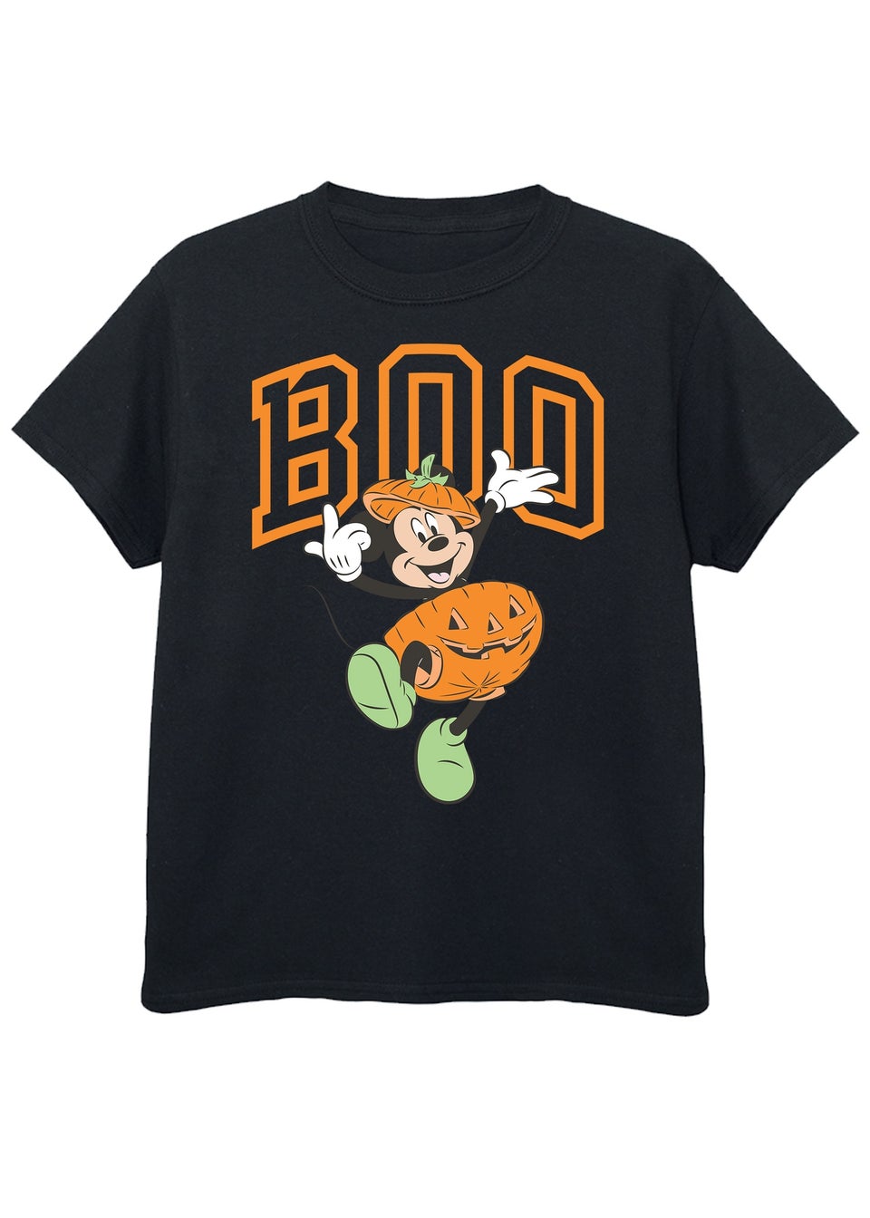 Disney Mickey Mouse Boo Halloween Boys Black Graphic T-Shirt (3-13 Years)