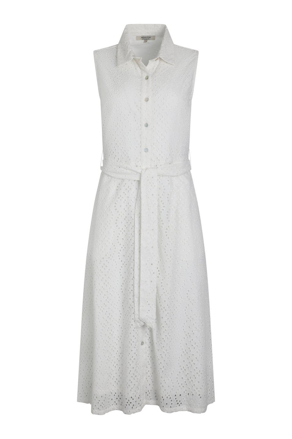 Weird Fish White Alinda Broderie Shirt Dress