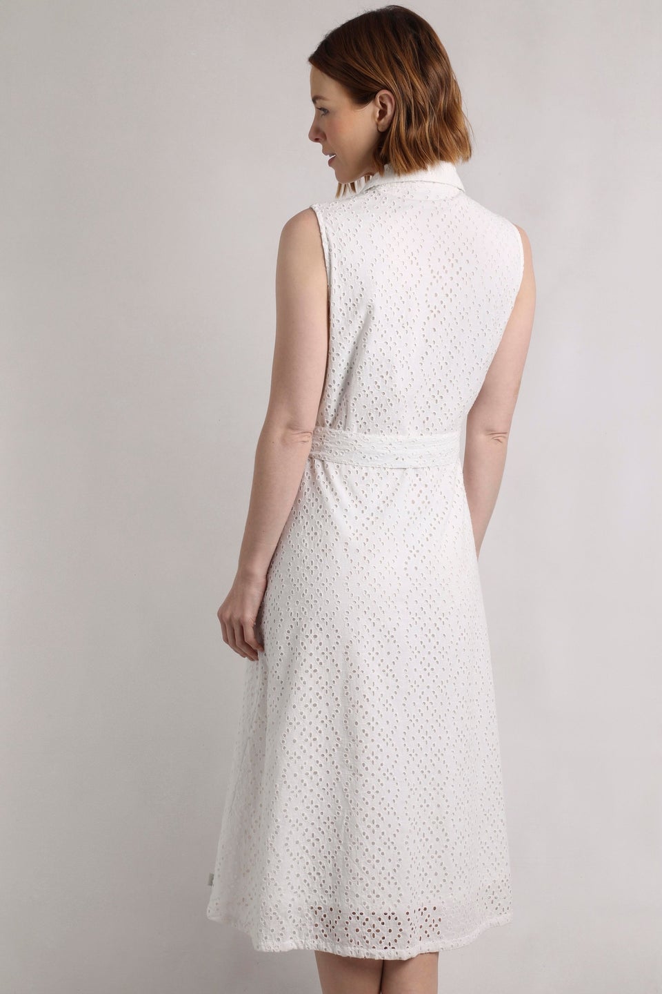 Weird Fish White Alinda Broderie Shirt Dress