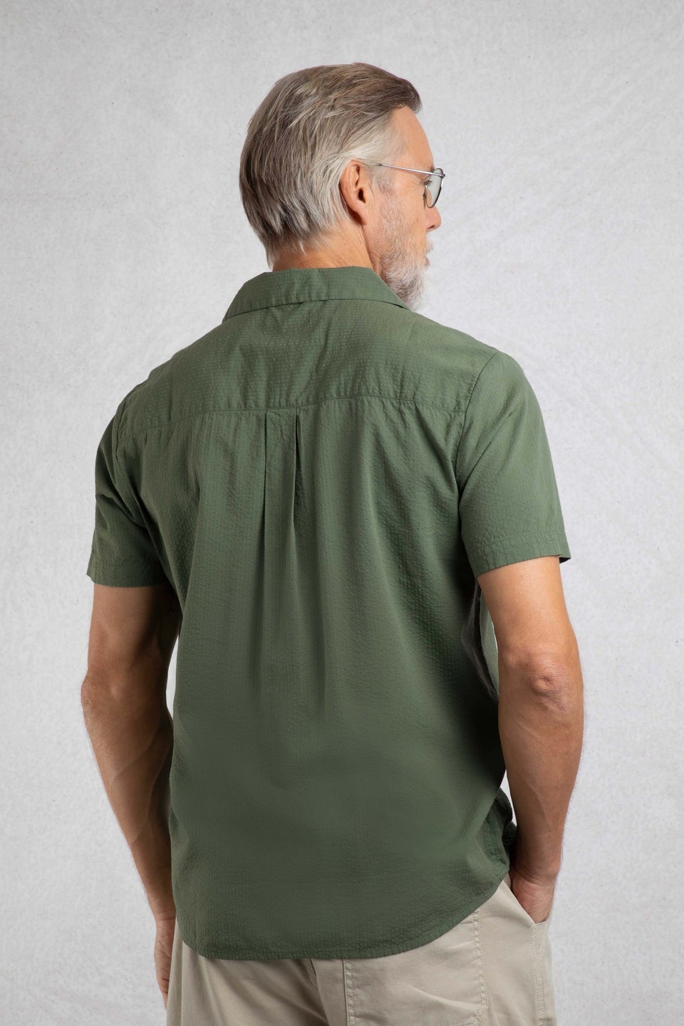 Weird Fish Army Green Maxwell Seersucker Shirt