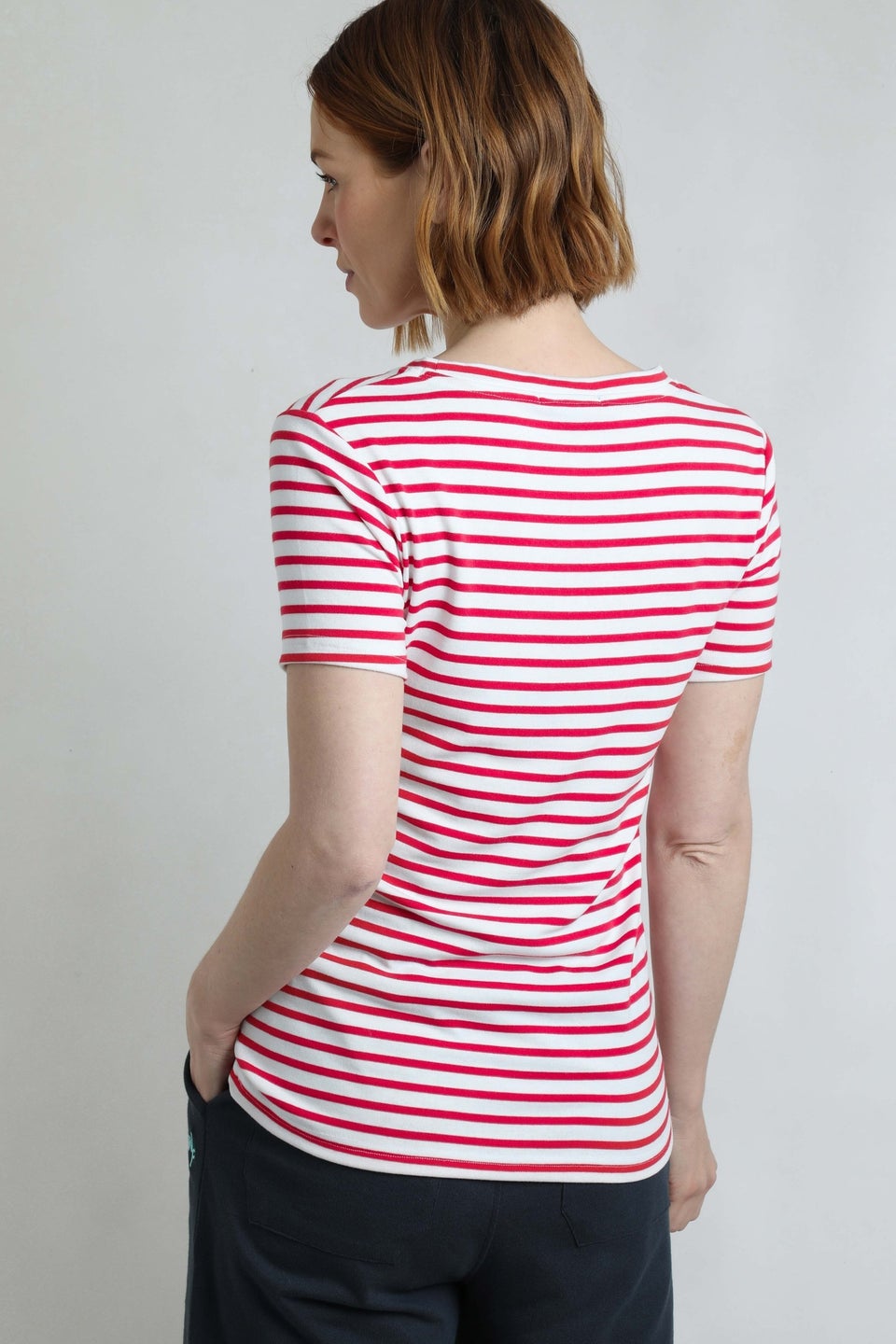 Weird Fish Crimson Natalie Striped Crew Neck T-Shirt