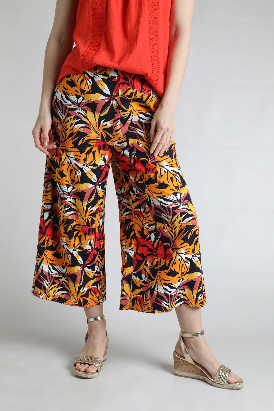 Weird Fish Caramel Mossa Printed Culottes