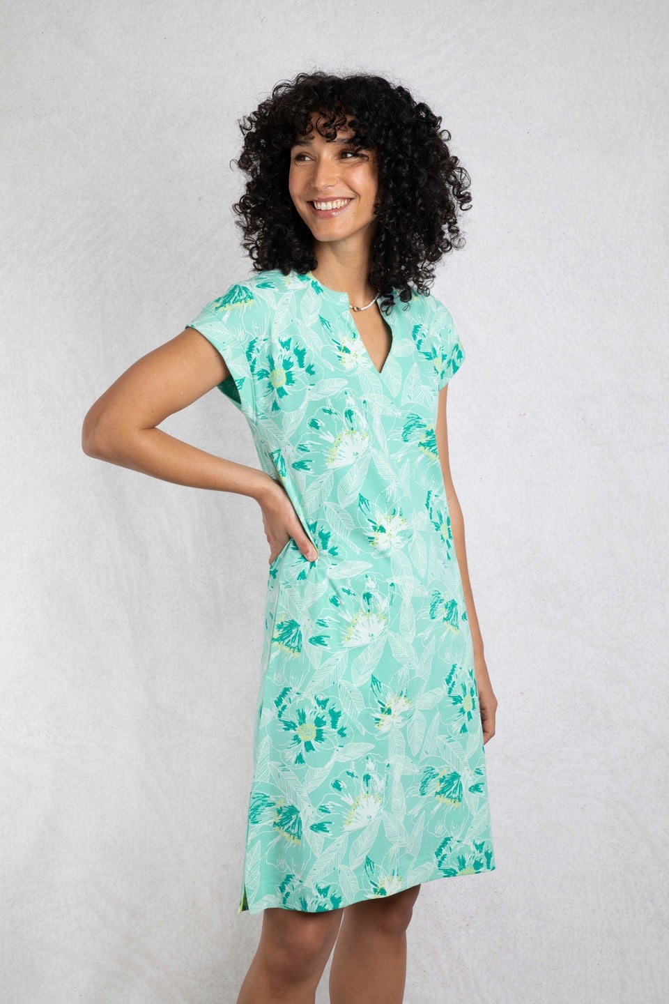 Weird Fish Aqua Suffolks Printed Jersey Dress