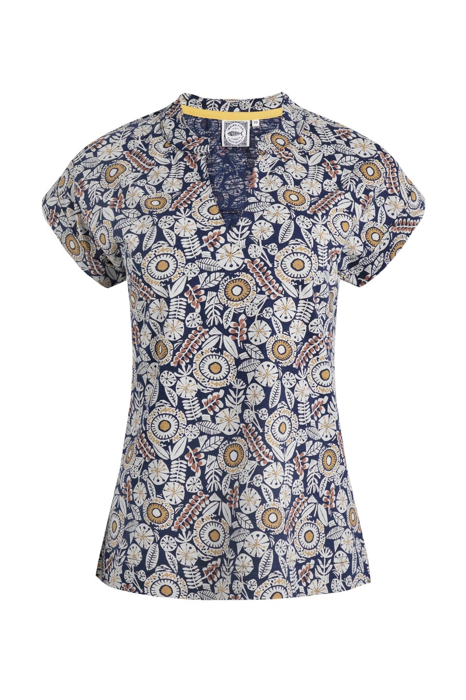 Weird Fish Navy Alia Printed Jersey Top