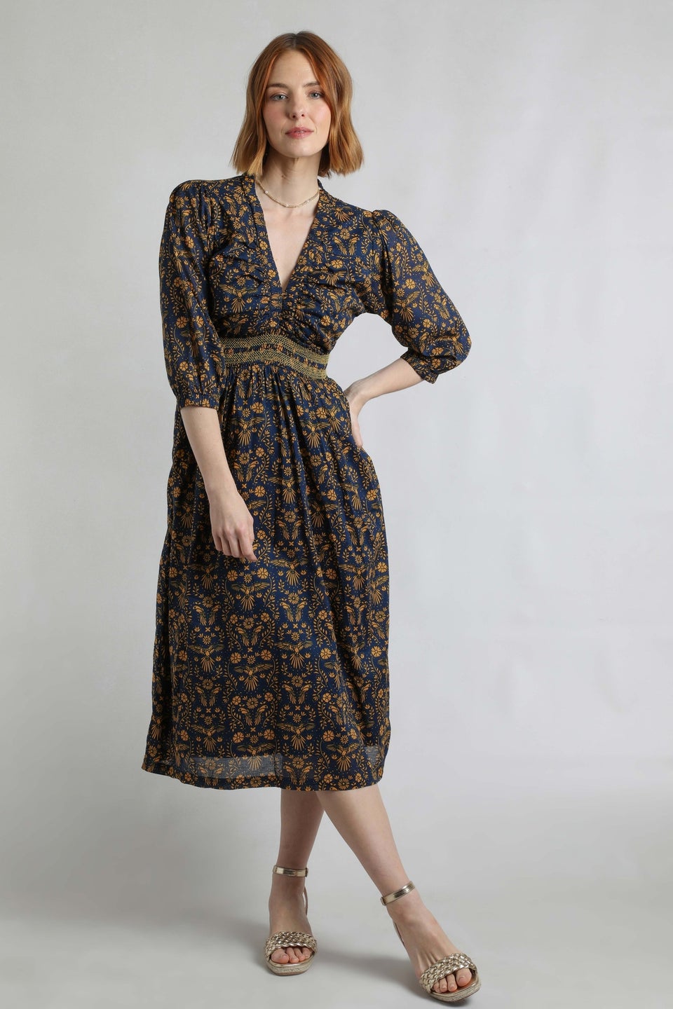 Weird Fish Ink Kerina Printed Midi Dress