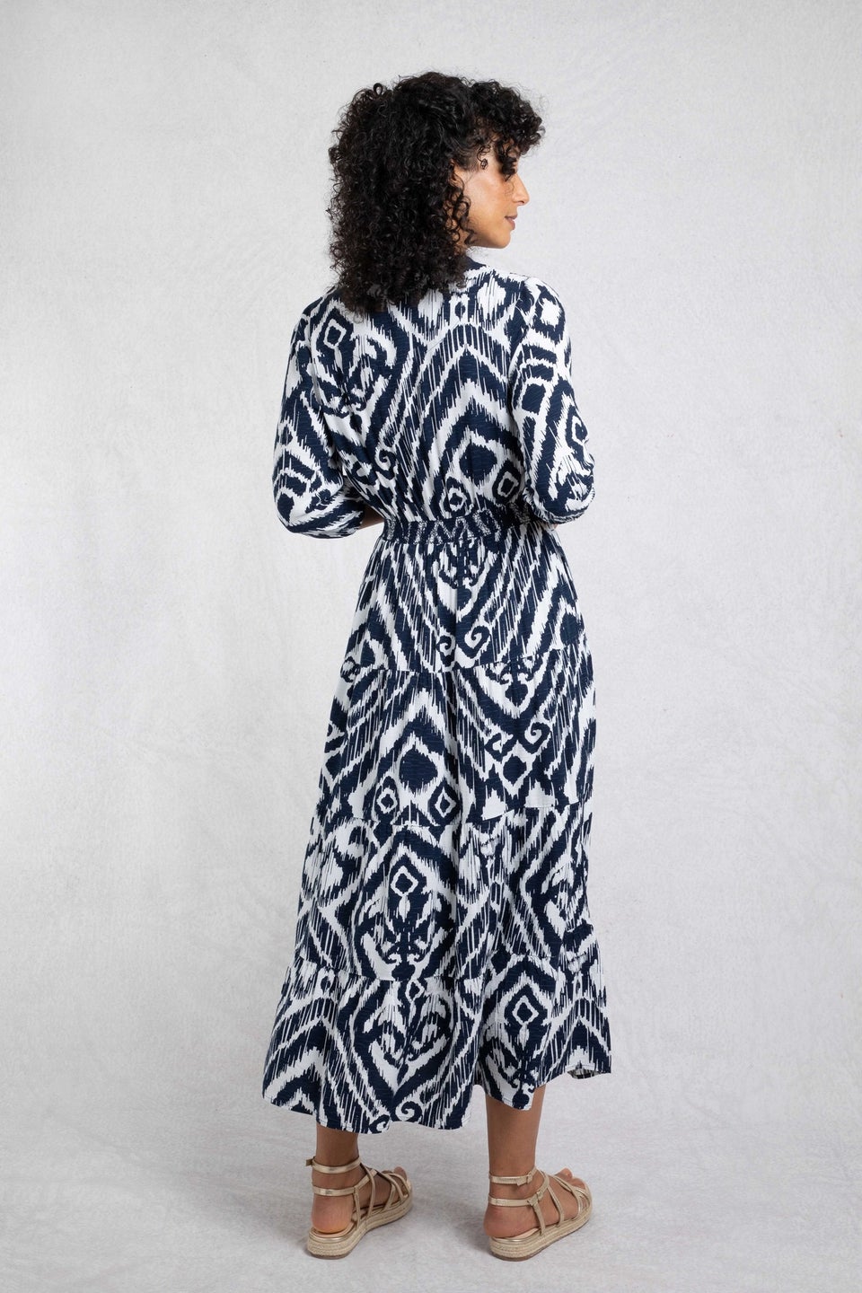 Weird Fish Indigo Himanshee Printed Maxi Dress