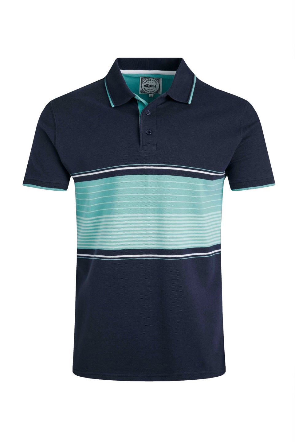 Weird Fish Aqua Marine Sunbury Striped Pique Polo Shirt