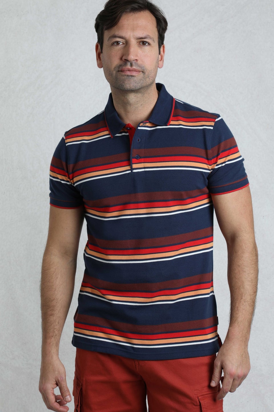 Weird Fish Dark Blue Sunbury Striped Pique Polo Shirt