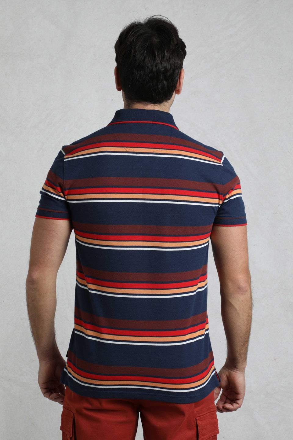 Weird Fish Dark Blue Sunbury Striped Pique Polo Shirt
