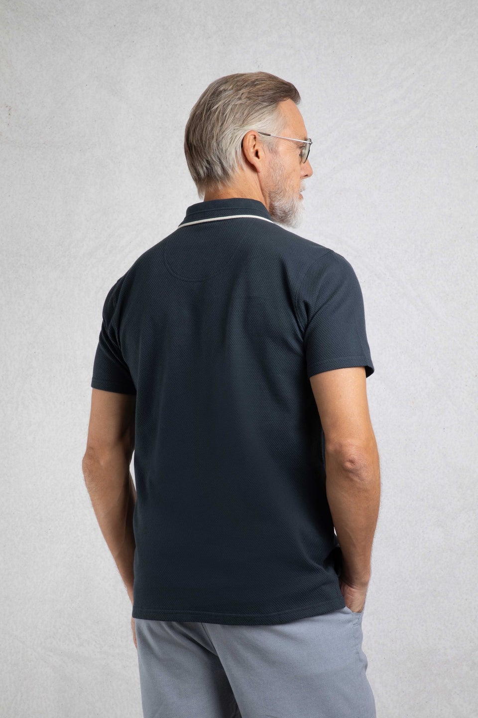 Weird Fish Navy Powell Textured Polo Shirt