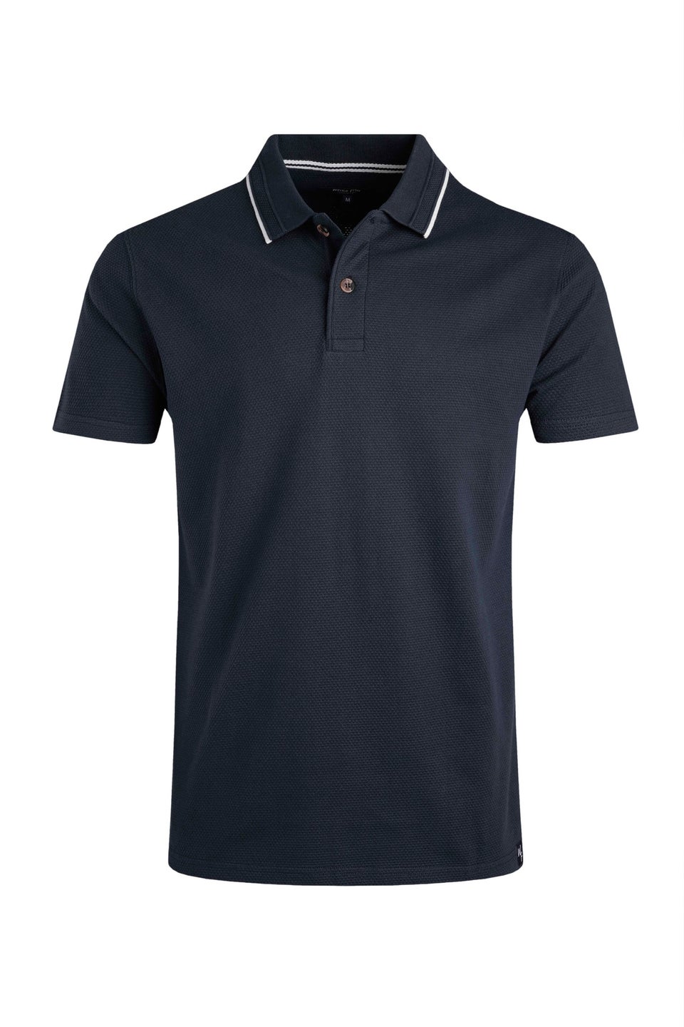 Weird Fish Navy Powell Textured Polo Shirt