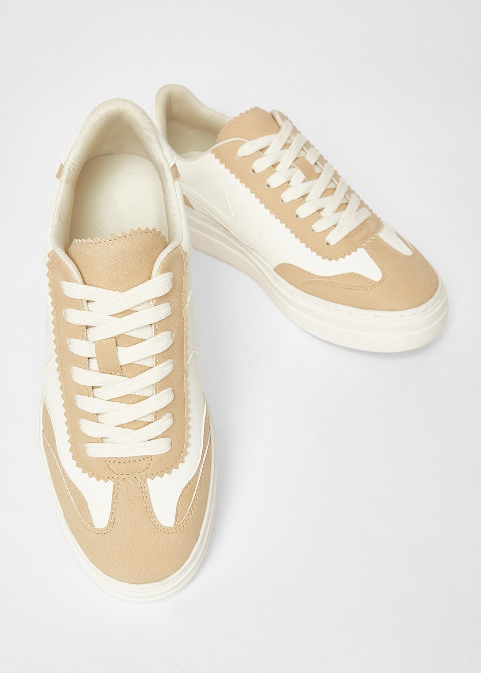 Quiz Natural Faux Leather Chunky Trainers