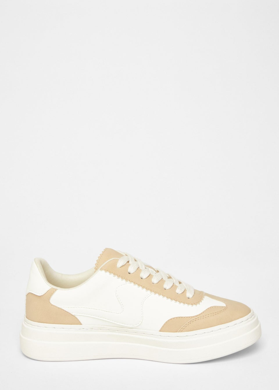 Quiz Natural Faux Leather Chunky Trainers