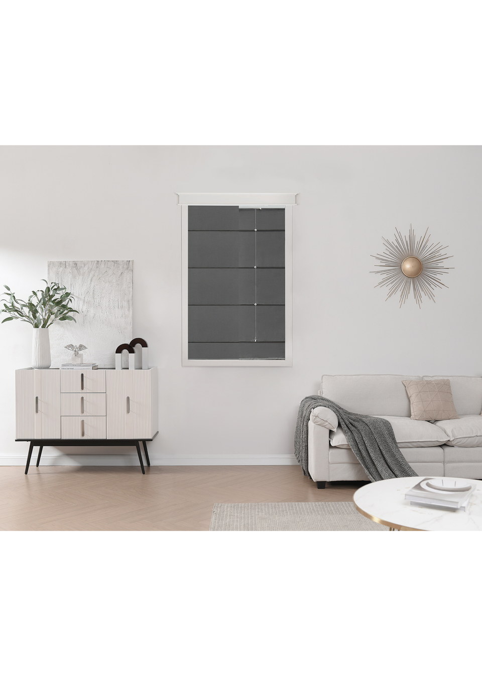 Little Black Book Charcoal Blackout Roman Blind