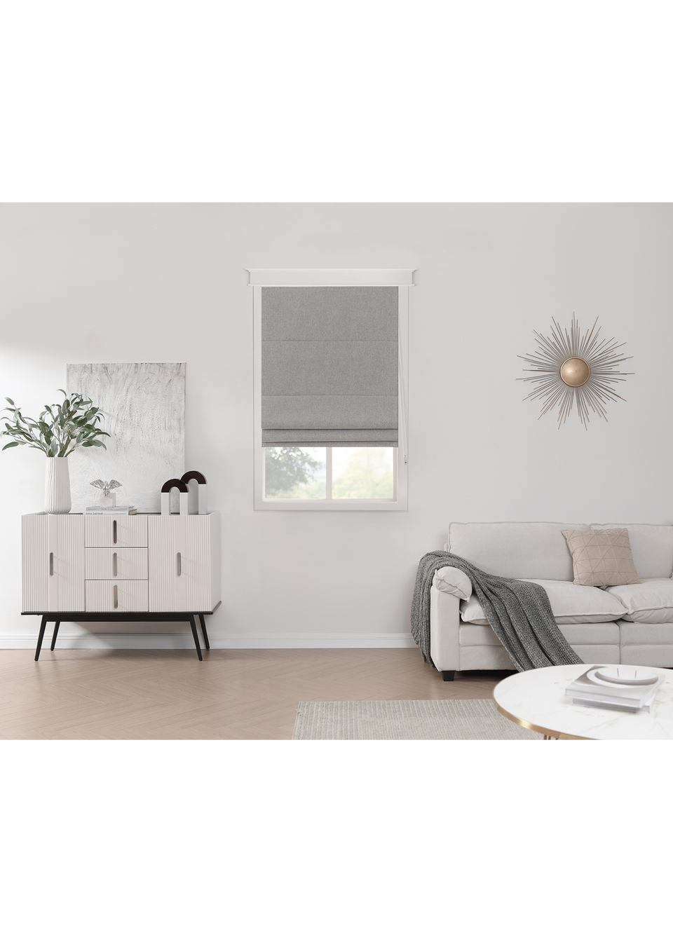 Little Black Book Linen Look Grey Blackout Roman Blind