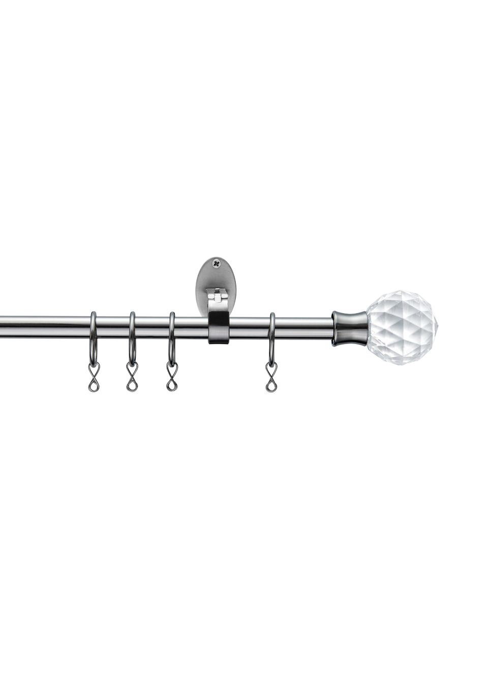 Little Black Book Stainless Steel Extendable PS Faceted Ball Curtain Pole