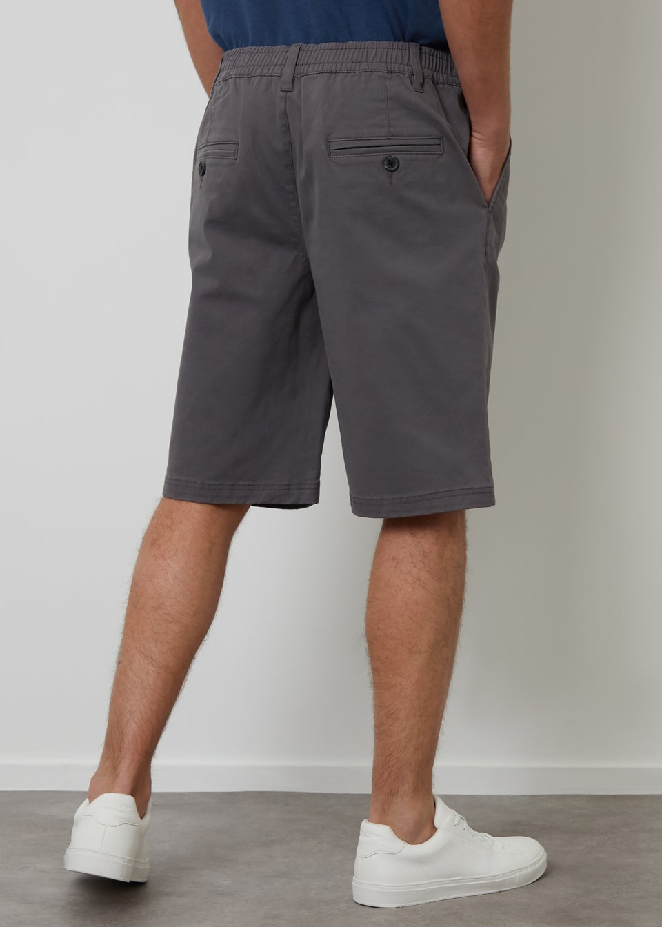 Threadbare Dark Grey Pleated Relaxed Fit Stretch Chino Shorts