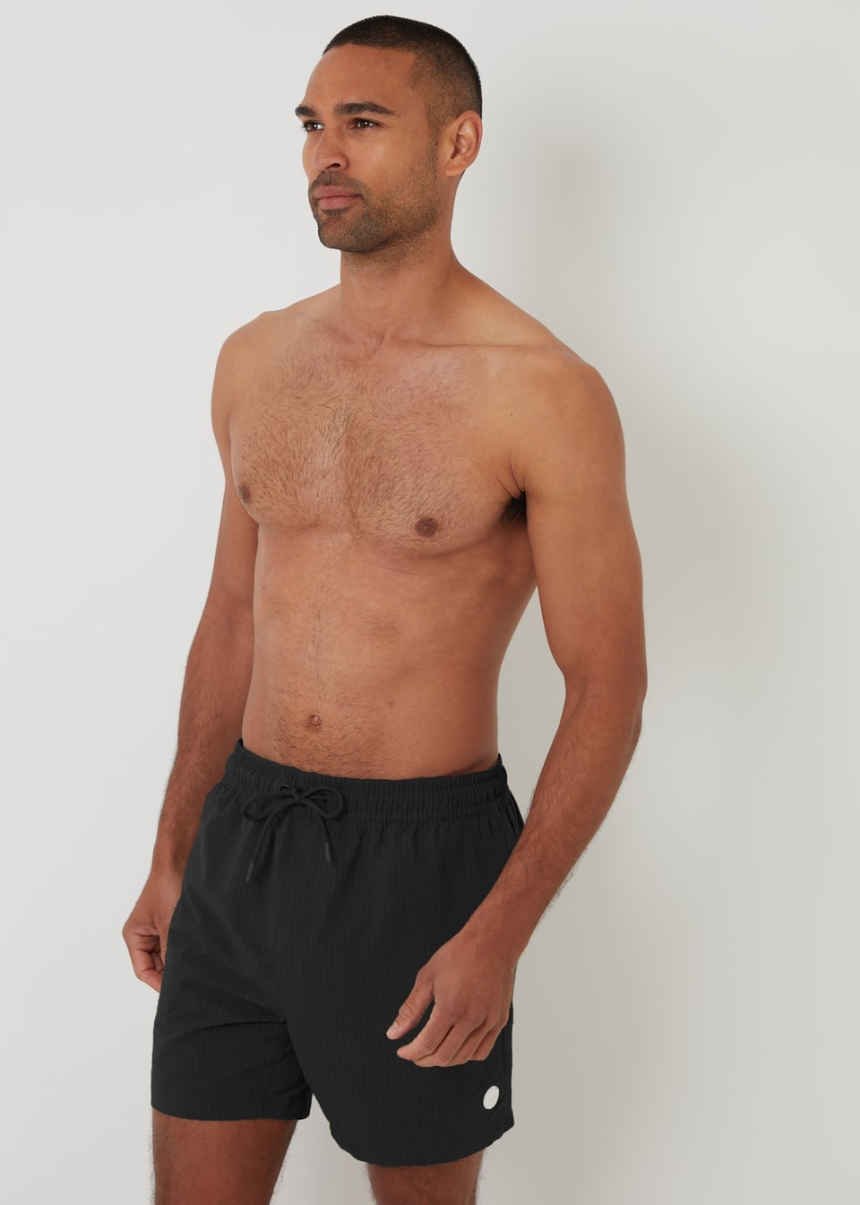 Threadbare Black Seersucker Swim Shorts