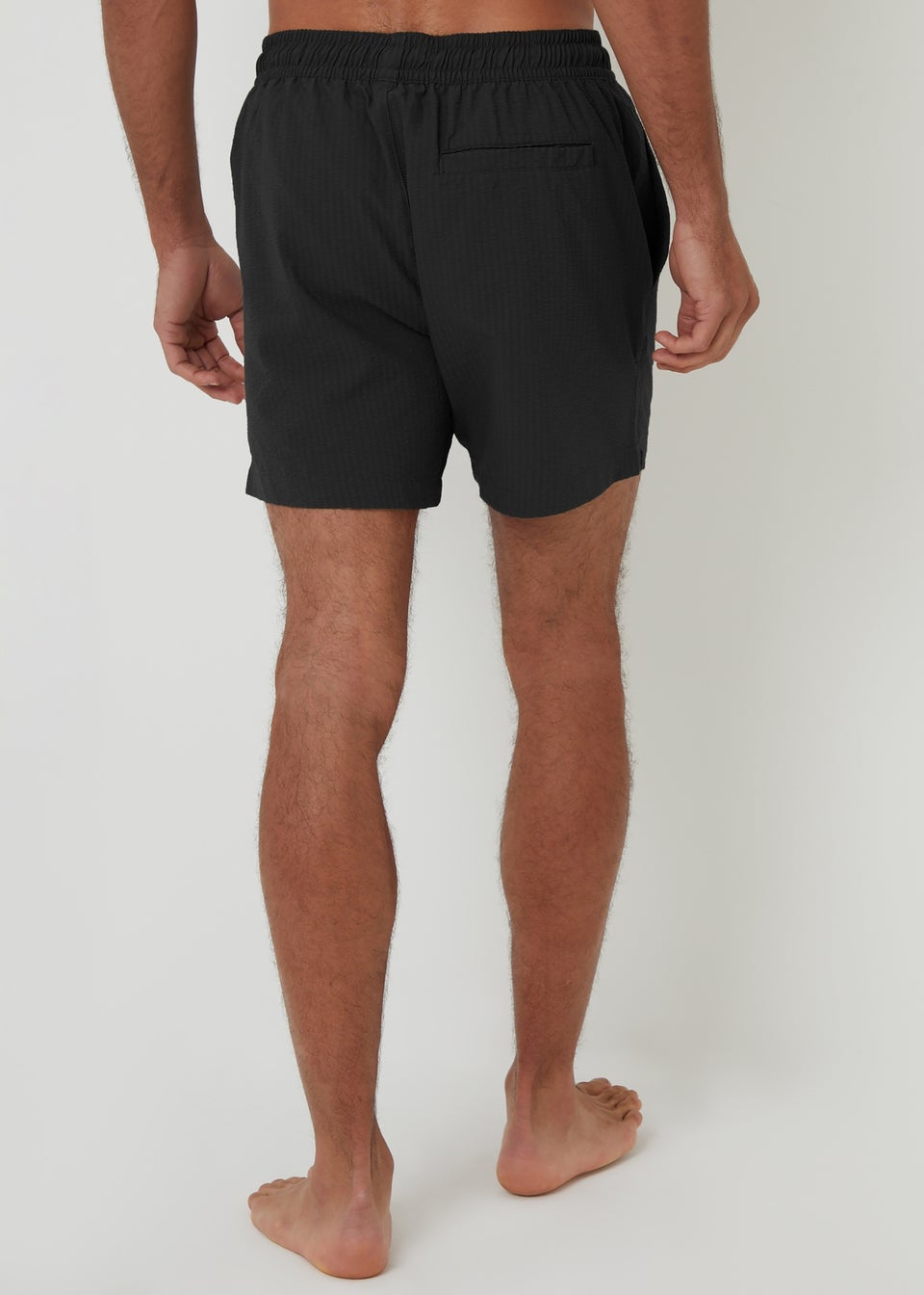 Threadbare Black Seersucker Swim Shorts