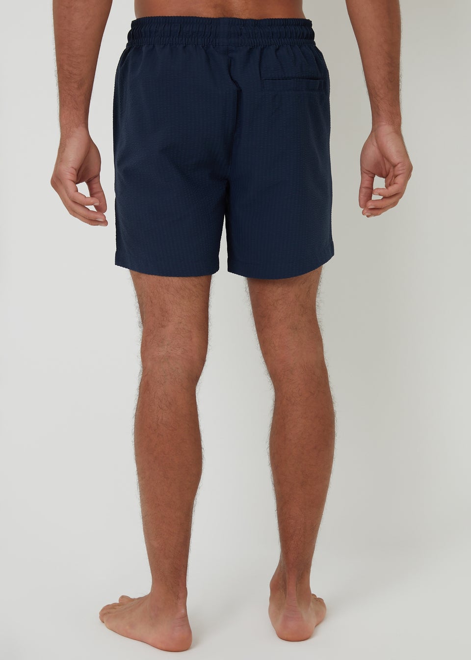 Threadbare Navy Seersucker Swim Shorts