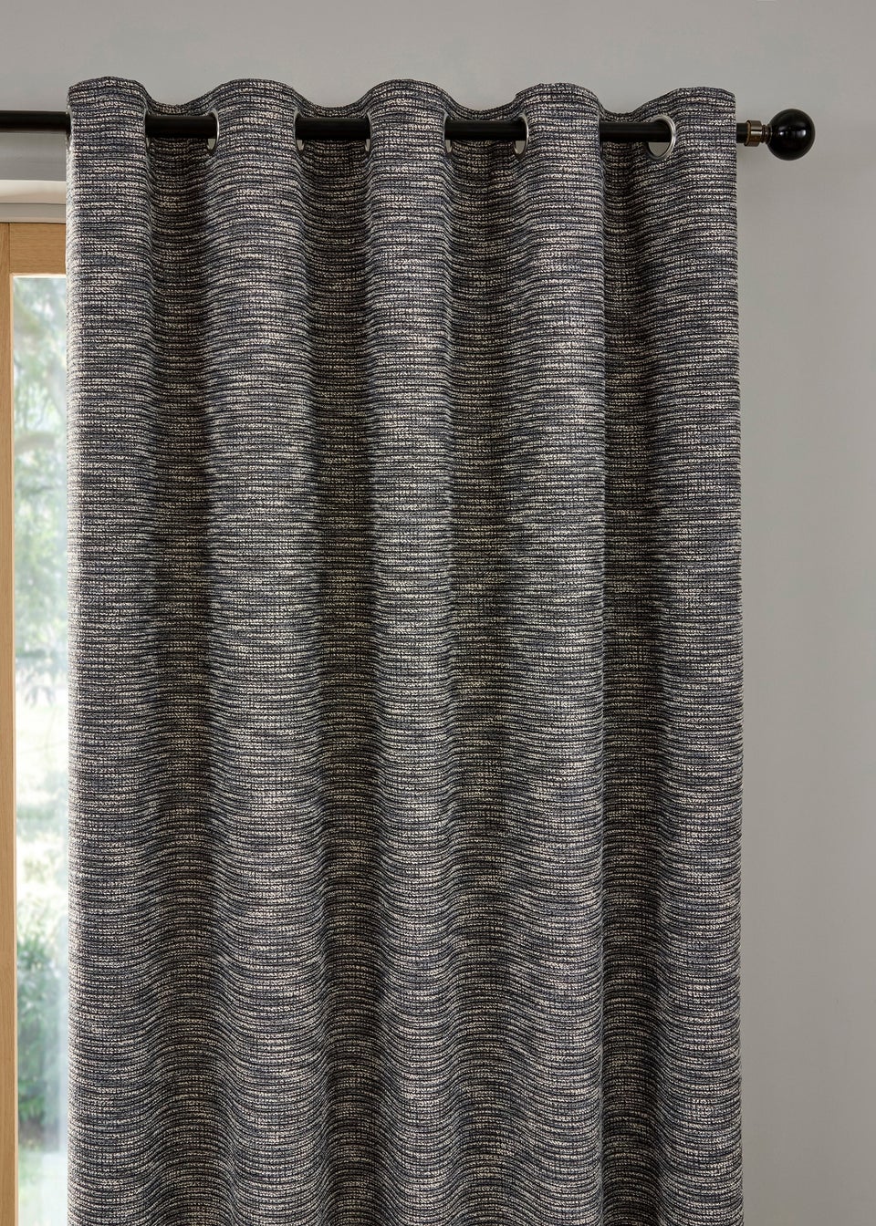 Curtina Talon Jacquard Heavyweight Blue Eyelet Curtains