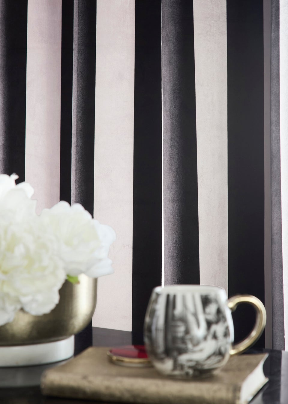 Laurence Llewelyn-Bowen Festivo Stripe Black Eyelet Curtains