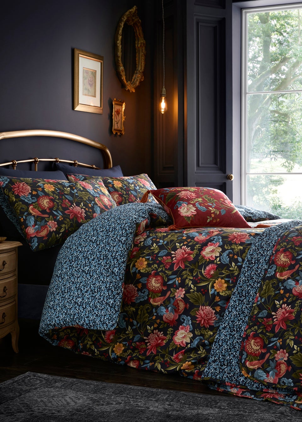 Dreams & Drapes Bejewelled Quilted Navy Bedspread